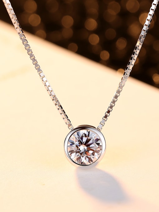 Single Diamond Cubic Zirconia Zircon .925 Sterling silver necklace cheap good quality will not tarnish gift ideas for mom and girlfriend-necklaces for men and women trending on instagram and tiktok famous brands - jewelry store in Miami popular - Kesley Boutique 